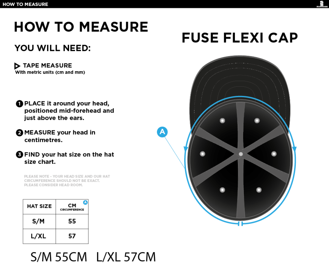 Ballymena CC - Fuse Flexi Cap - Size Guide