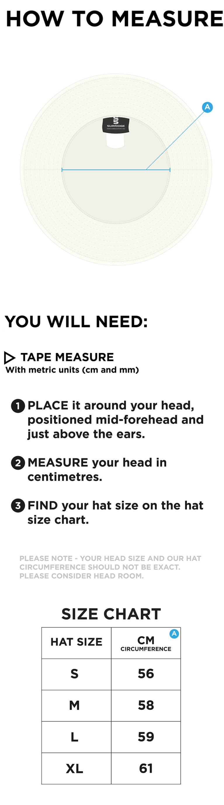 Eglinton CC - Floppy Sun Hat - Size Guide