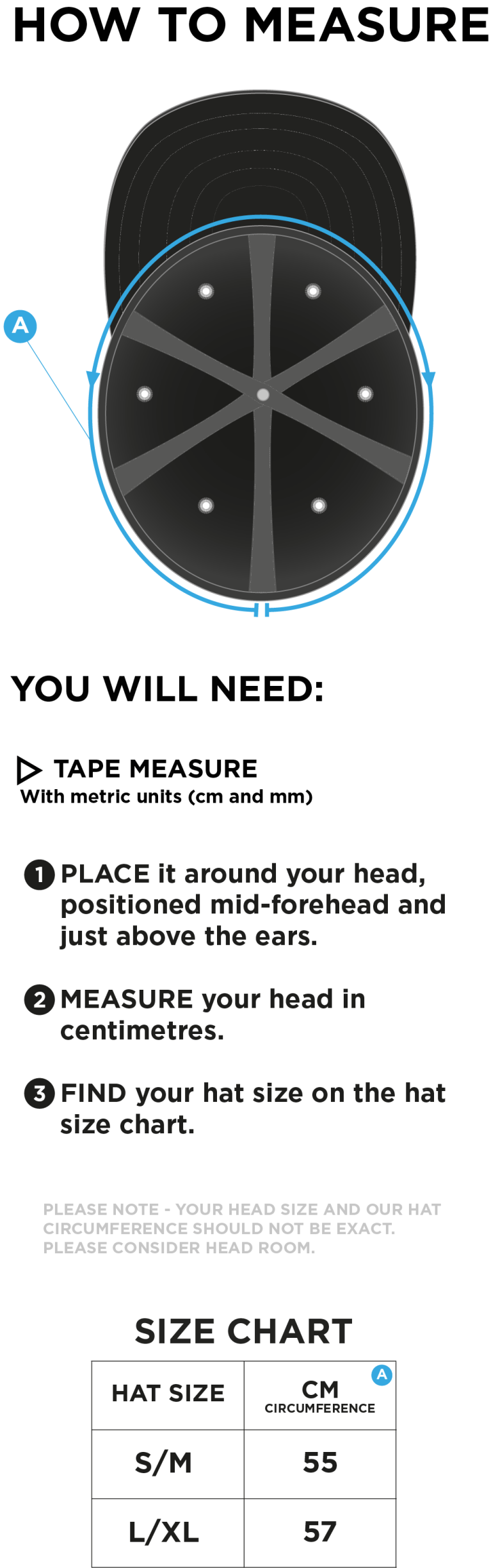 Ballymena CC - Fuse Flexi Cap - Size Guide