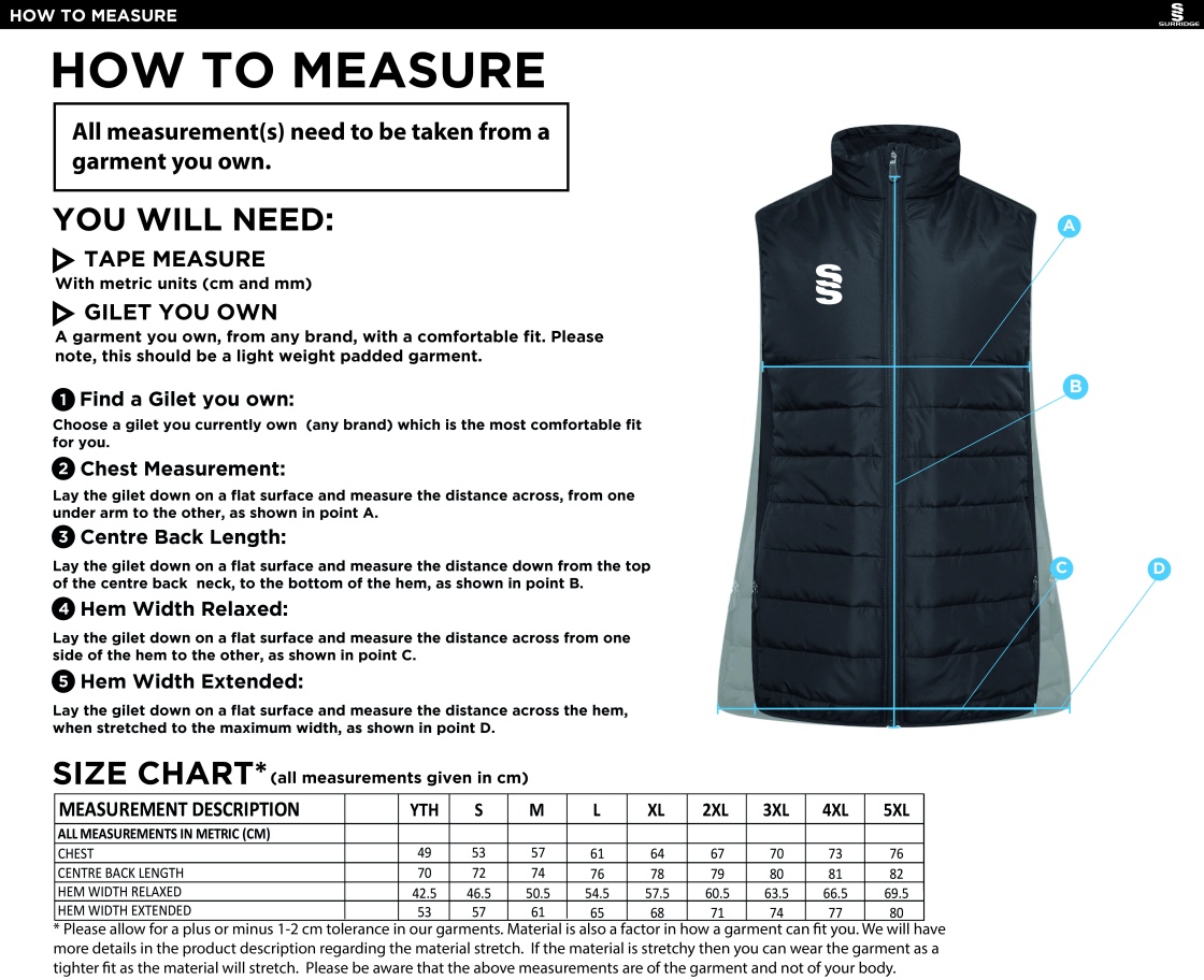 Coleraine CC ACTIVE HYBRID JACKET - Size Guide