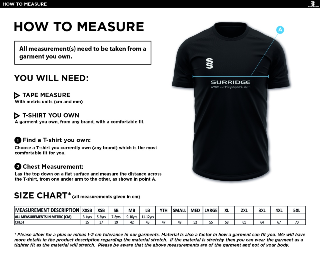 Coleraine CC Camo T-shirt - Black - Size Guide