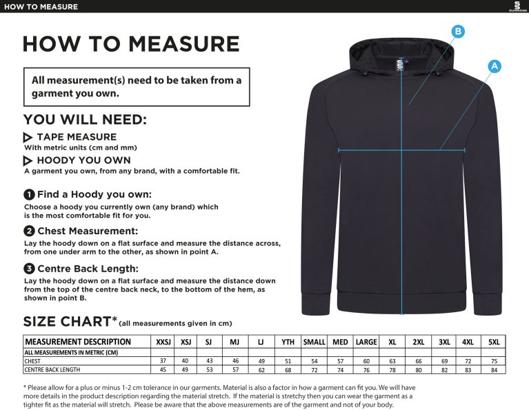 Coleraine CC VOLT HOODY - Size Guide